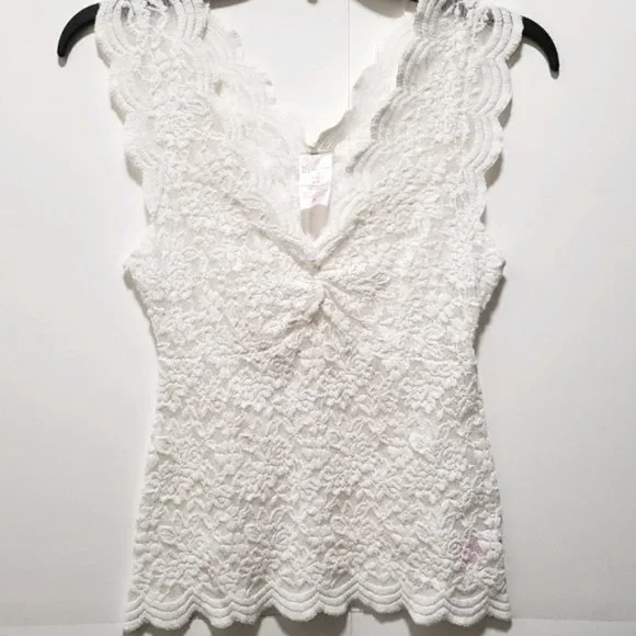 White Women Lace Sleeveless Pullover Tops, Ladies Tank Tee‎ Blouse T shirt - Picture 6 of 7